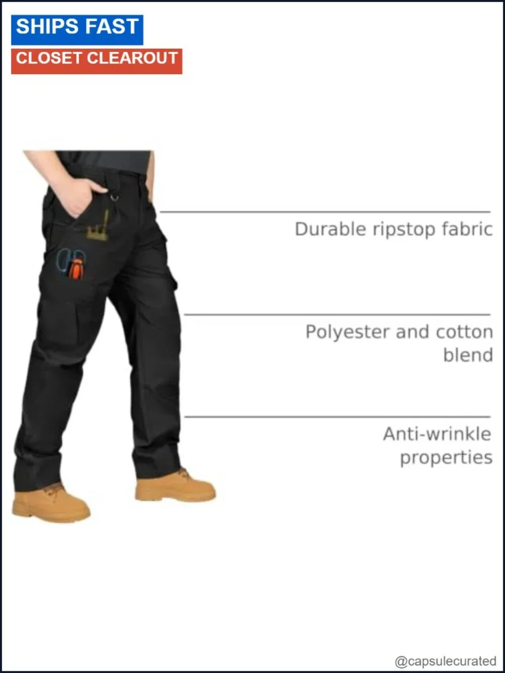 Men's Ripstop Tactical Cargo Pants Stretch Work Hiking Trousers